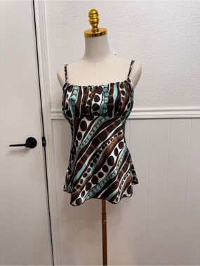 Bwear Brown & Teal Patterned Spaghetti Strap Camisole